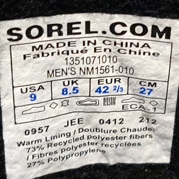 Sorel 1964 Premium T Snow Boots Waterproof Black Men's SIZE 9 - Picture 8 of 11